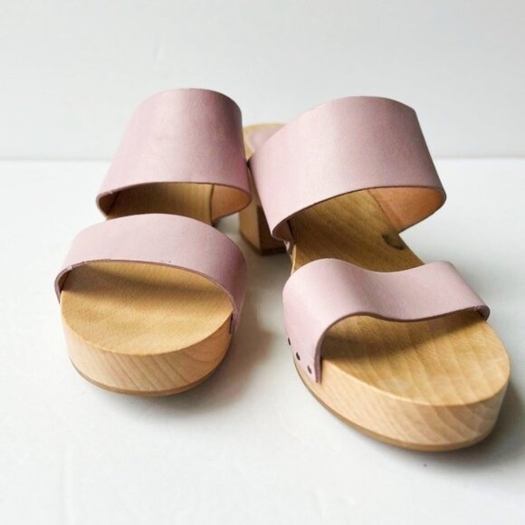 MADEWELL The Clara Clog Sandal Lavendar Leather Strap Wood Clog Sole Size 11 - Picture 12 of 13